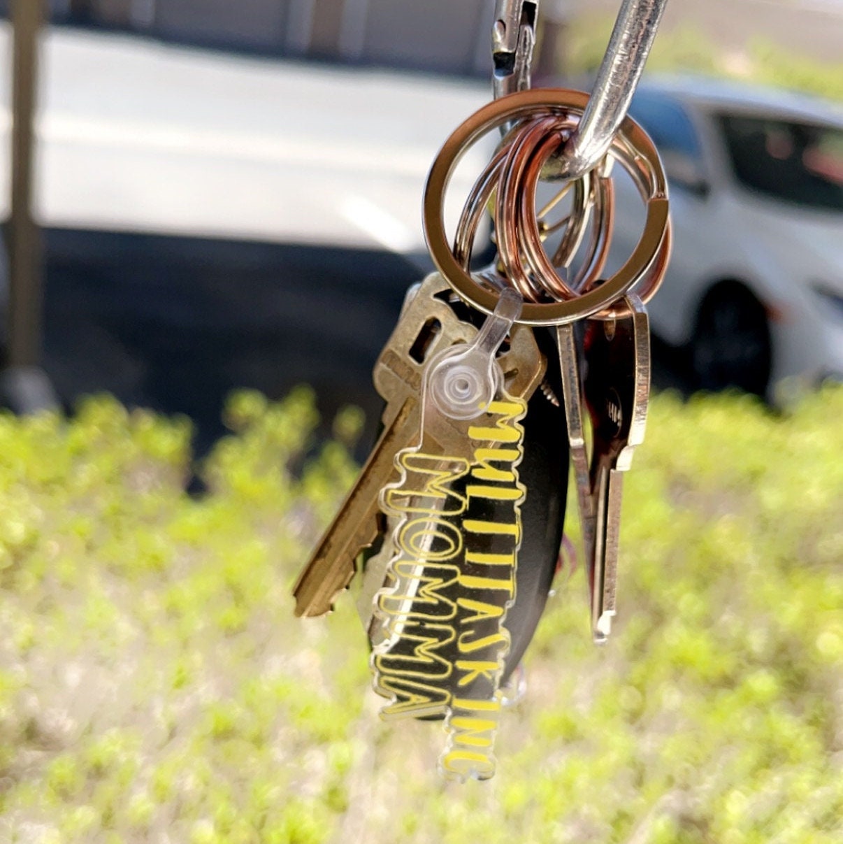 Multitasking Momma Yellow Keychain