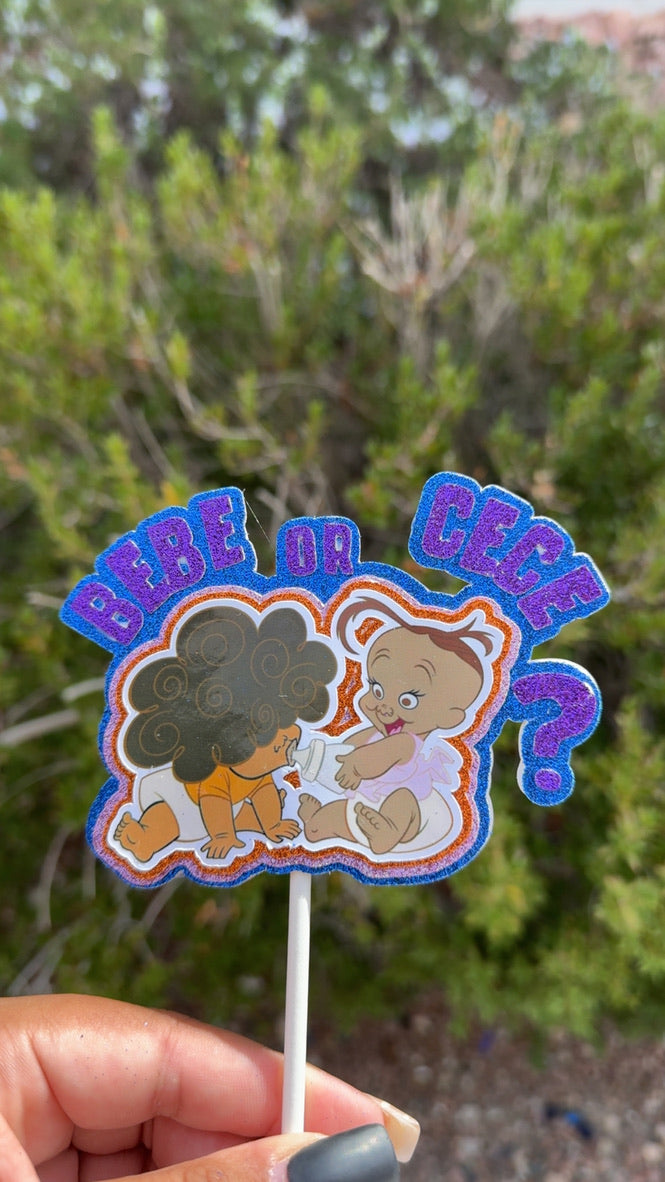 Gender Reveal Bebe or Cece Cake Topper