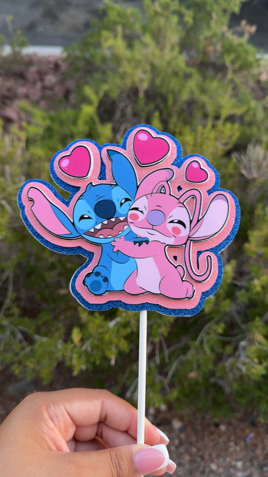 Stitch & Angel Inspired Cake Topper